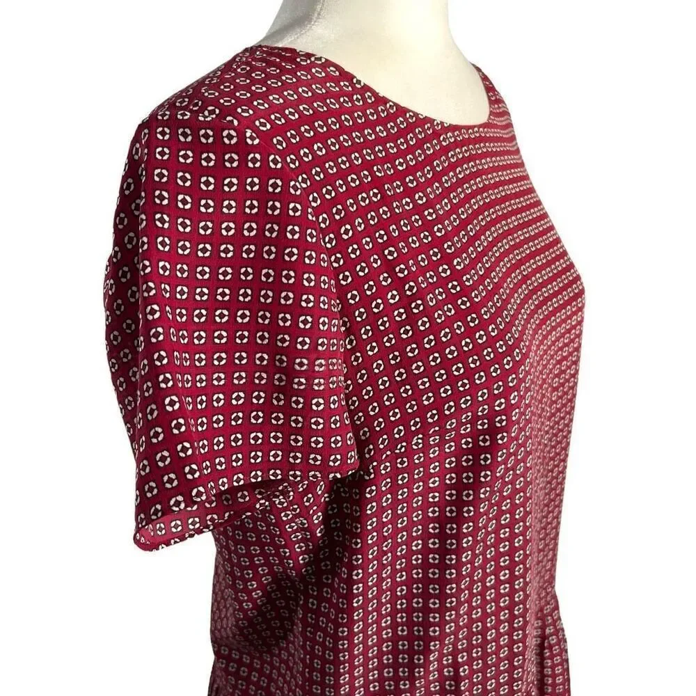 Madewell Light-weight Small Oversized Silk Short Sleeve Ascot Tile Drop Waist Dr